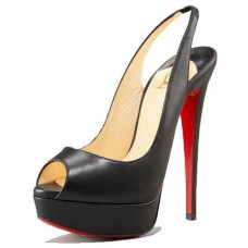 Sandali Christian Louboutin Lady Peep 140mm Slingback neri