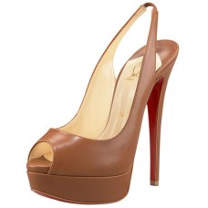 Christian Louboutin Lady Peep 140mm Slingbacks Marrone