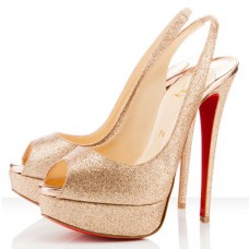 Christian Louboutin Lady Peep 140mm Slingbacks Oro