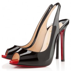 Sandali Christian Louboutin Flo 100mm con cinturino posteriore, colore nero/rossetto