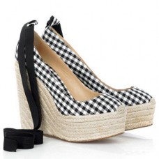 Zeppe Christian Louboutin Formentera Gingham 140 mm Nero/Bianco