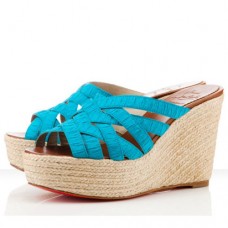 Christian Louboutin Crepon 100mm Zeppe Turchese Christian Louboutin Crepon 100mm Zeppe Turchese