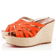 Christian Louboutin Crepon 100mm Zeppe Arancioni Christian Louboutin Crepon 100mm Zeppe Arancioni
