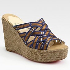 Zeppe Christian Louboutin Crepon 100mm Blu