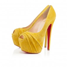 Décolleté Christian Louboutin Drapesse 160mm con punta aperta, colore giallo Décolleté Christian Louboutin Drapesse 160mm con punta aperta, colore giallo