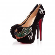 Décolleté Christian Louboutin Highness 160mm con punta aperta, nere