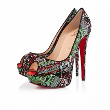Décolleté Christian Louboutin Lady Peep 140mm con punta aperta, multicolore