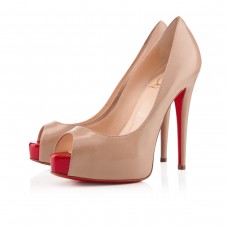 Christian Louboutin Vendome 120mm Décolleté con punta aperta Nudo/Rosso