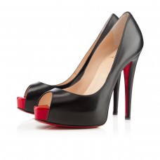 Décolleté Christian Louboutin Vendome 120mm con punta aperta, nere/rosse