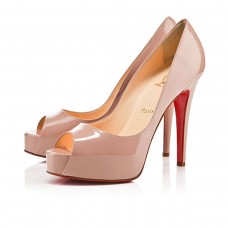 Décolleté Christian Louboutin Hyper Prive 120mm con punta aperta, colore nude