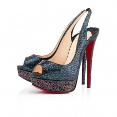 Borsa a tracolla Christian Louboutin Lady Peep 140mm Special Occasion Blue Khol Borsa a tracolla Christian Louboutin Lady Peep 140mm Special Occasion Blue Khol