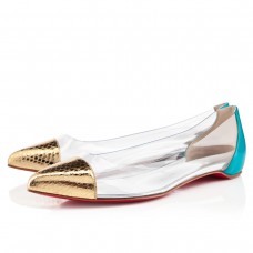 Christian Louboutin Corbeau Sandali Piatti Oro/Caraibes Christian Louboutin Corbeau Sandali Piatti Oro/Caraibes