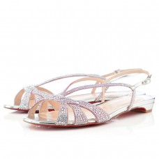 Sandali piatti Christian Louboutin Lady con strass, argento