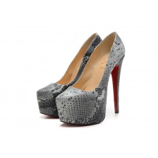 Sandali Christian Louboutin Daffodile con plateau da 160 mm, grigi.