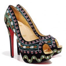 Décolleté Christian Louboutin Bollywoody 140mm con punta aperta, nere Décolleté Christian Louboutin Bollywoody 140mm con punta aperta, nere