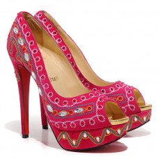 Décolleté Christian Louboutin Bollywoody 140mm con punta aperta, rosa acceso Décolleté Christian Louboutin Bollywoody 140mm con punta aperta, rosa acceso