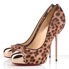 Décolleté Christian Louboutin Metalipp 120mm con stampa leopardata