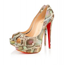 Décolleté Christian Louboutin Lady 140mm con punta aperta, multicolore Décolleté Christian Louboutin Lady 140mm con punta aperta, multicolore