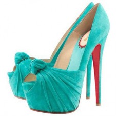 Décolleté Christian Louboutin Lady Gres 160 mm con punta aperta, colore turchese Décolleté Christian Louboutin Lady Gres 160 mm con punta aperta, colore turchese