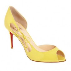 Décolleté Christian Louboutin Delico 100mm con punta aperta, colore giallo Décolleté Christian Louboutin Delico 100mm con punta aperta, colore giallo