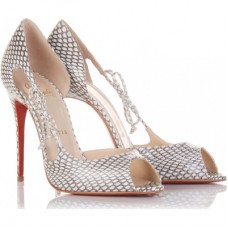 Décolleté Christian Louboutin Delico 100mm con punta aperta, multicolore Décolleté Christian Louboutin Delico 100mm con punta aperta, multicolore