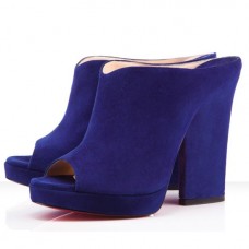 Décolleté Christian Louboutin Roche con punta aperta, colore indaco