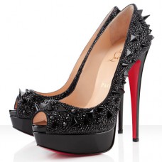 Décolleté Christian Louboutin Very Mix 140mm con punta aperta, nere