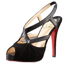 Sandali Christian Louboutin Angela 120mm con cinturino posteriore, neri.