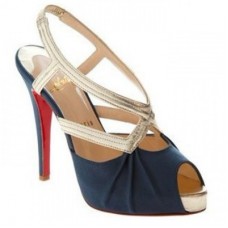Sandali Christian Louboutin Angela 120mm con cinturino posteriore, colore blu.