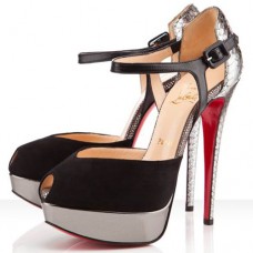 Sandali Christian Louboutin n. 299 140 mm, neri/argento